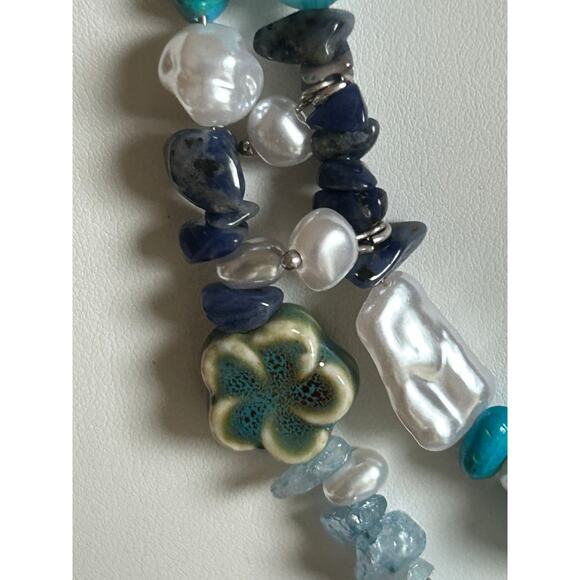 Free People Steal the Show Choker Necklace in Turquoise Tonal Blue - Picture 3 of 6